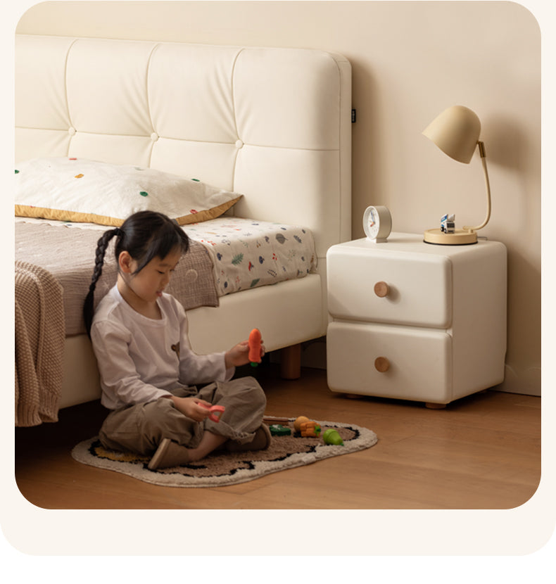 Organic Leather Cream Style Kids Nightstand