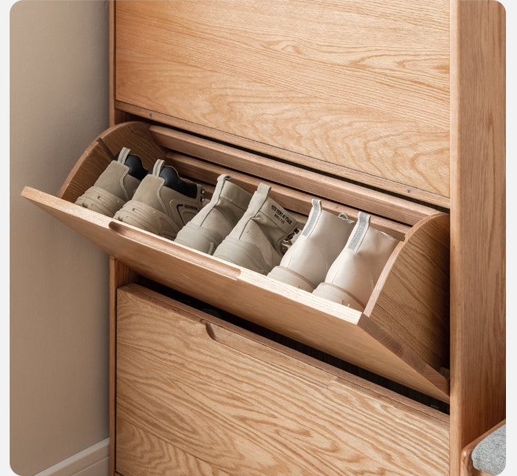 Oak, Poplar Solid Wood Ultra Thin Shoe Cabinet