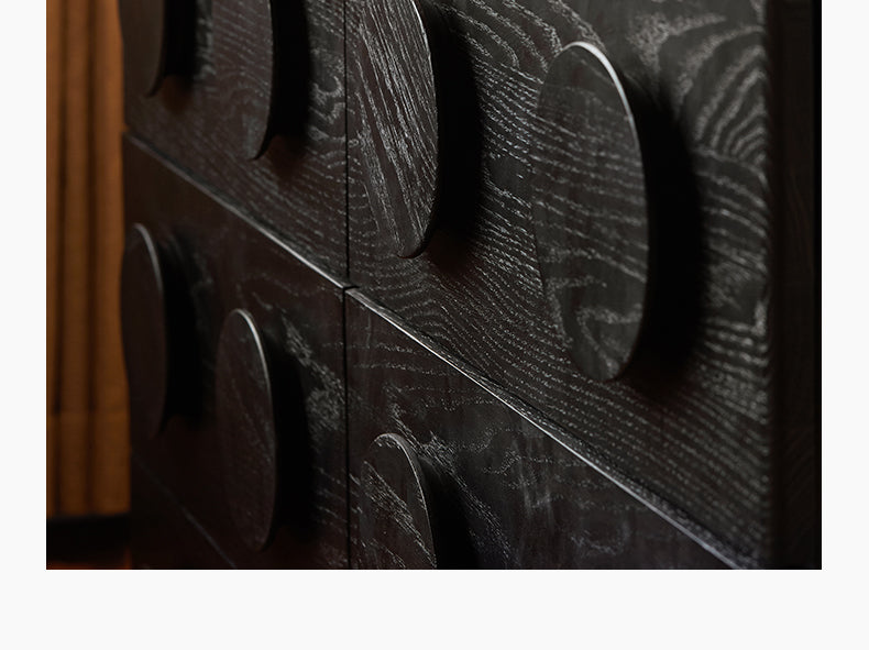 Oak Solid Wood Chest of Drawers Retro Black