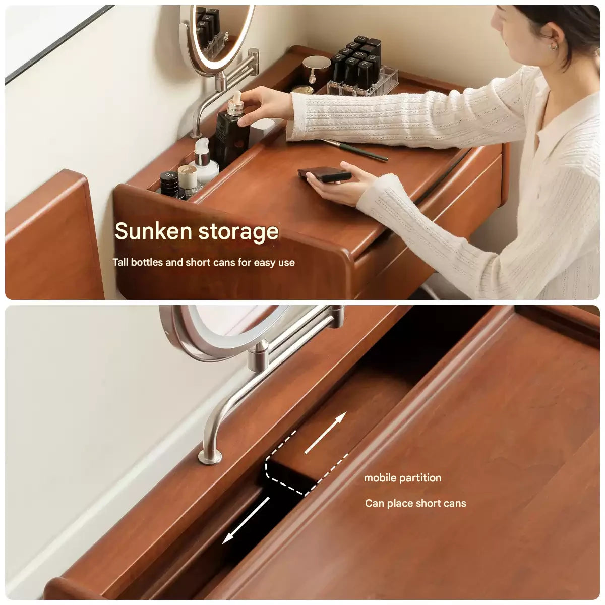 Tulipwood Solid Wood Multi Functional Retro Vanity Table.