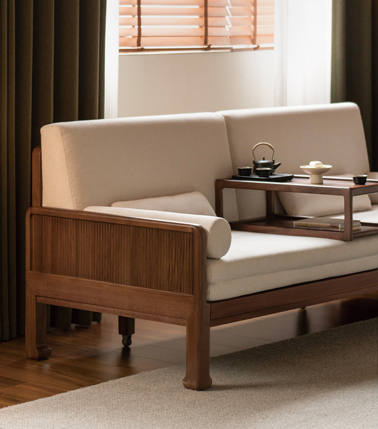 Black Walnut, Oak Solid Wood Foldable Sofa Bed.
