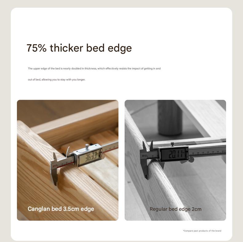 Ash Solid Wood Bed Simple High Headboard.