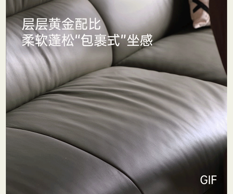 Black Walnut, Ash, Solid Sandalwood Wood Leather Top Layer Yellow Cowhide Sofa.