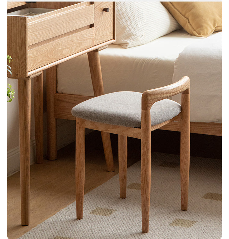 Oak, Beech, Cherry Solid Wood Makeup Stool Chair