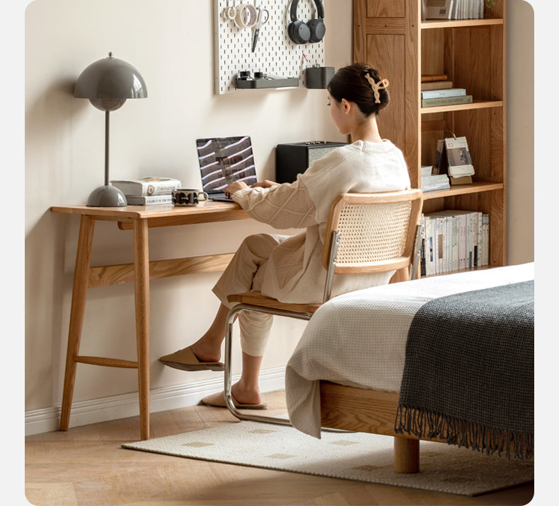 Oak, Cherry Solid Wood Narrow Office Desk