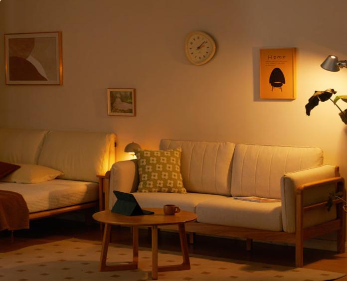 Oak, Beech Solid Wood Modern Simple Fabric Straight Sofa