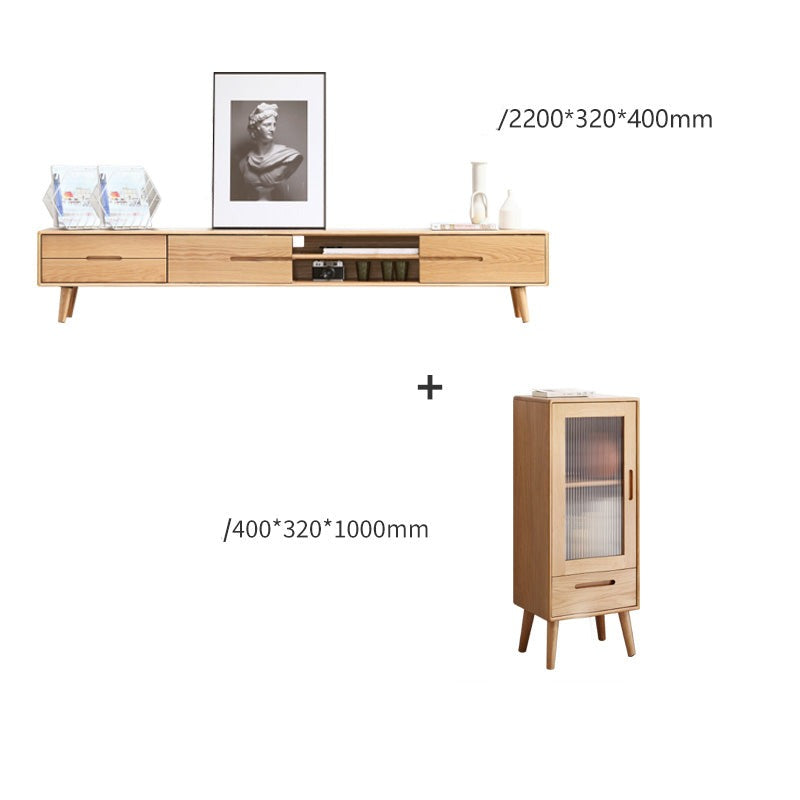TV stand sliding doors Oak solid wood"