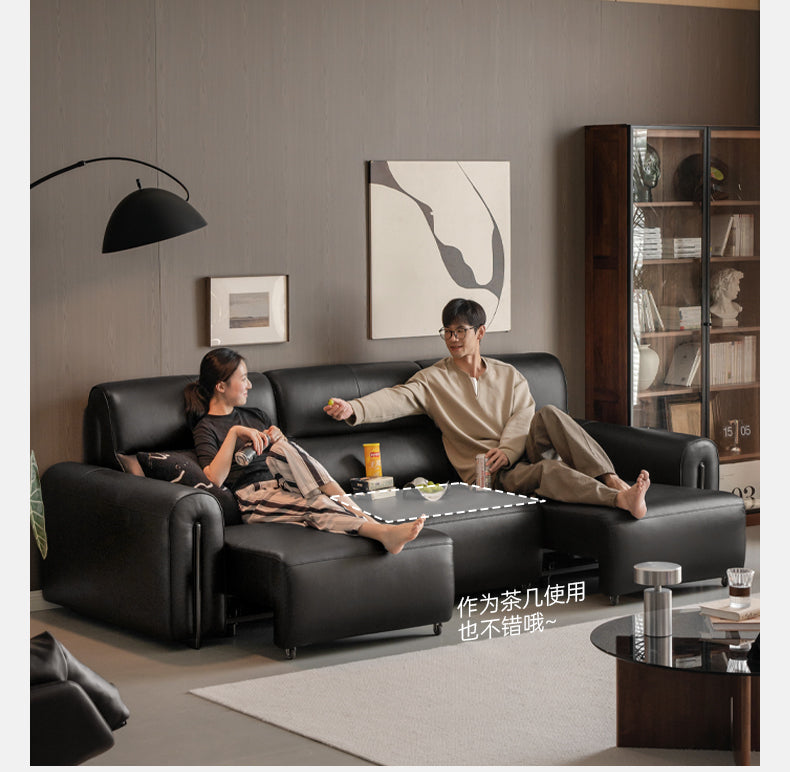 Genuine leather Sofa Bed Italian Light Luxury.