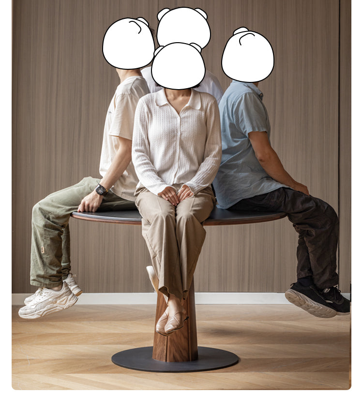 Black Walnut, Ash, Sandalwood Solid Wood Round Dining Table