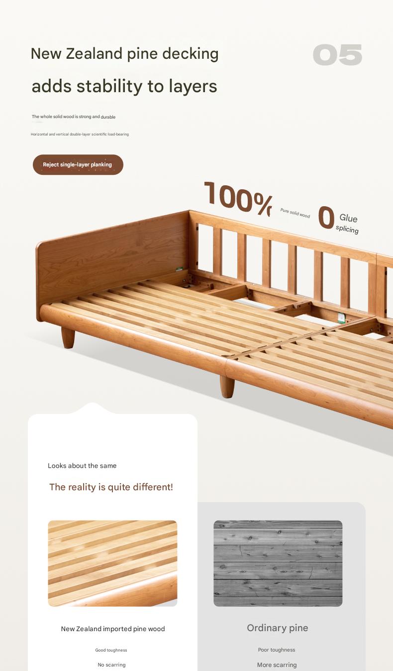 Cherry Wood Solid Wood Modern Leather Sofa
