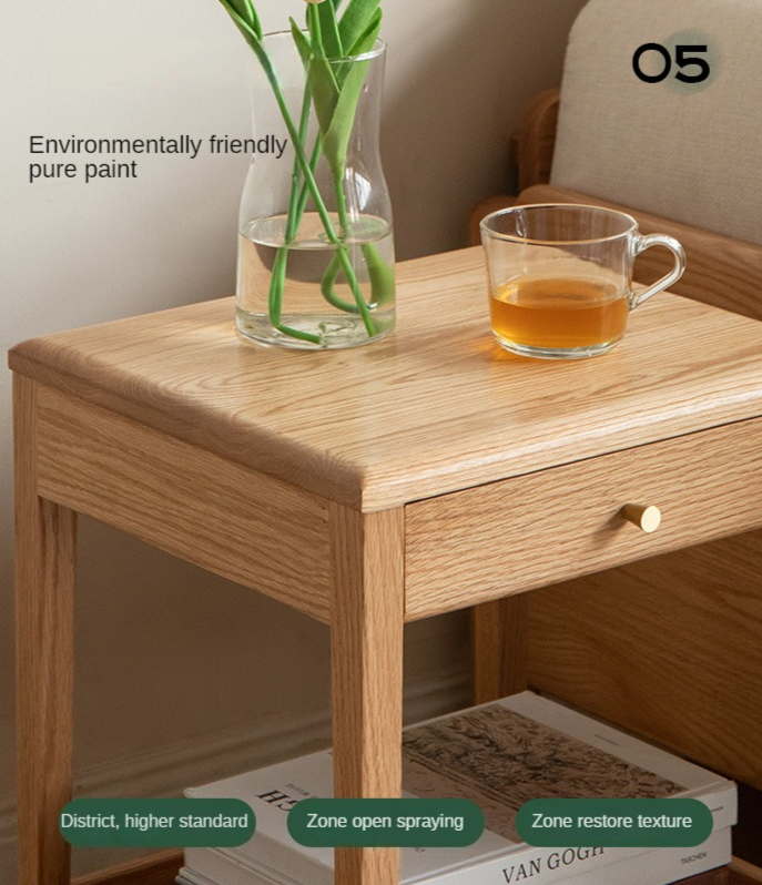 Oak, Black Walnut, Solid RubberWood Nightstand, Side Table.
