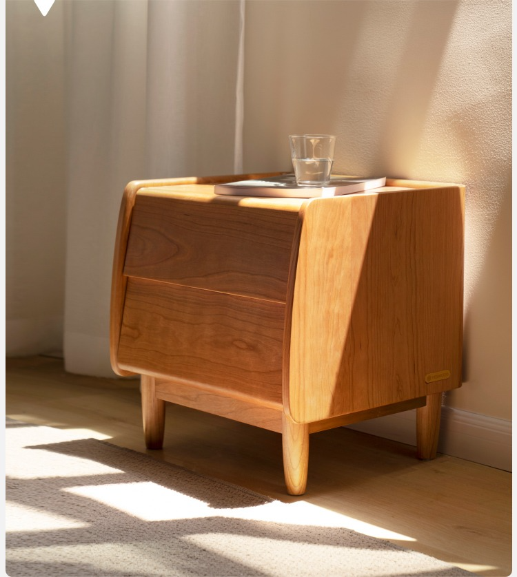 Cherry Wood Waves Nightstand