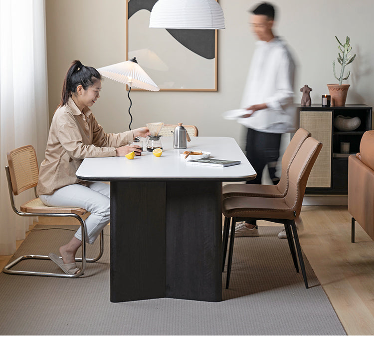 Oak Solid Wood, Solid Rubberwood Slate Italian Dining Table
