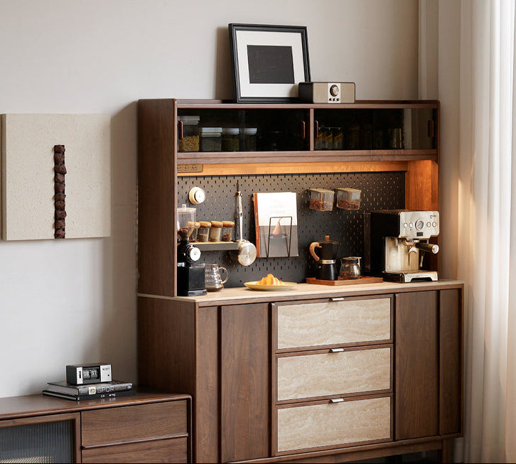 Black Walnut Solid Wood Ancient Style Buffet Cabinet