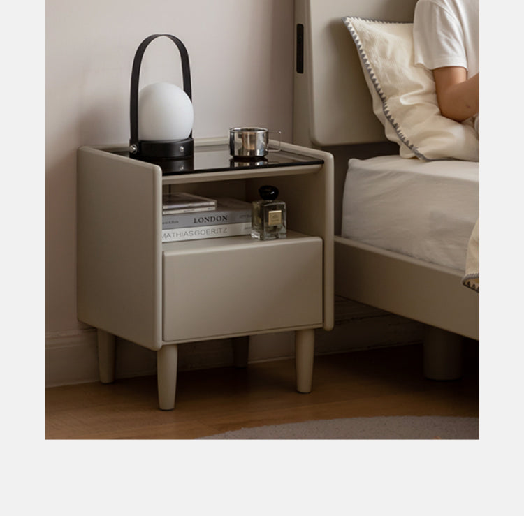 Tulipwood Solid Wood Glass Nightstand