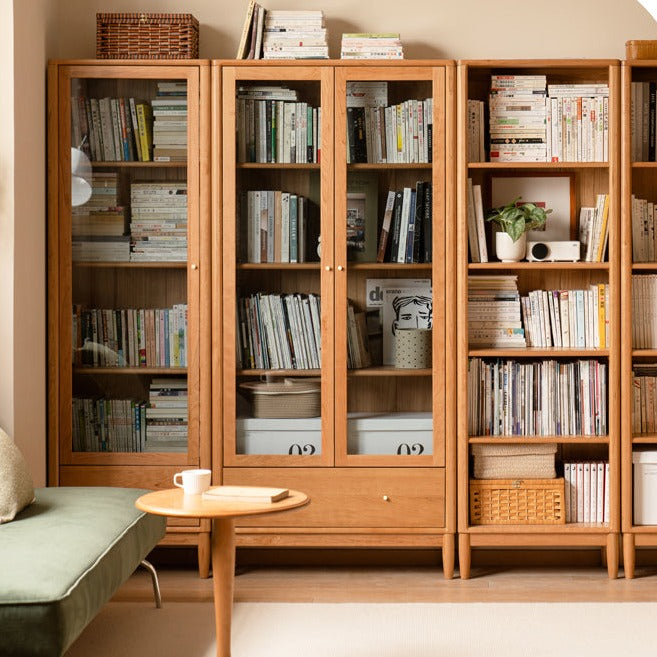Cherry Wood Wall Free Combination Bookcase Display Cabinet Vintage Cabinet