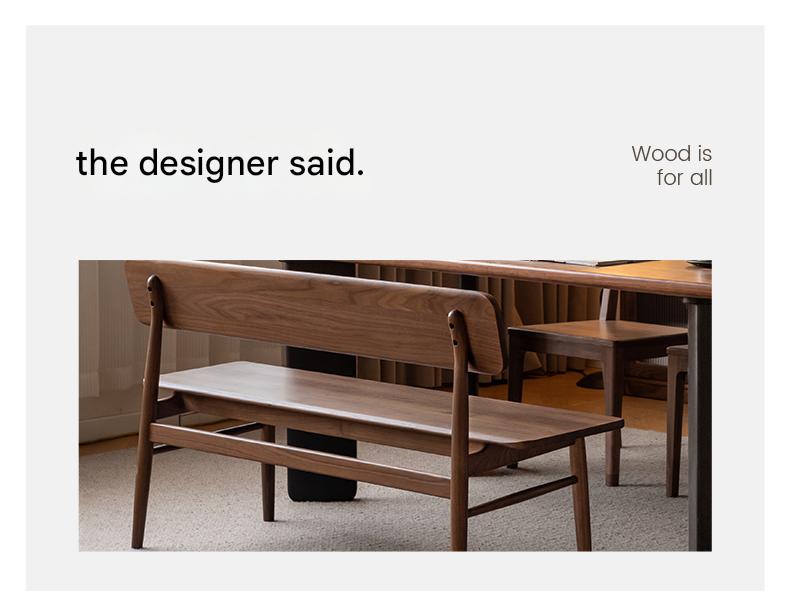 Black Walnut Solid Wood Long Bench