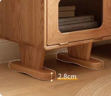 Oak Solid Wood Nightstand Rotate 360°.