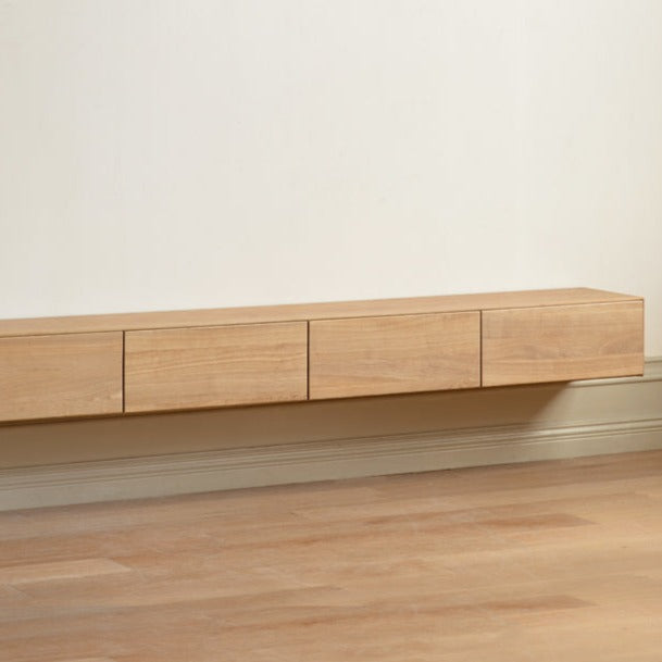 Oak Solid Wood TV Cabinet Hanging LED Lights.