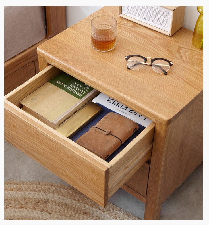 Oak solid wood nightstand"