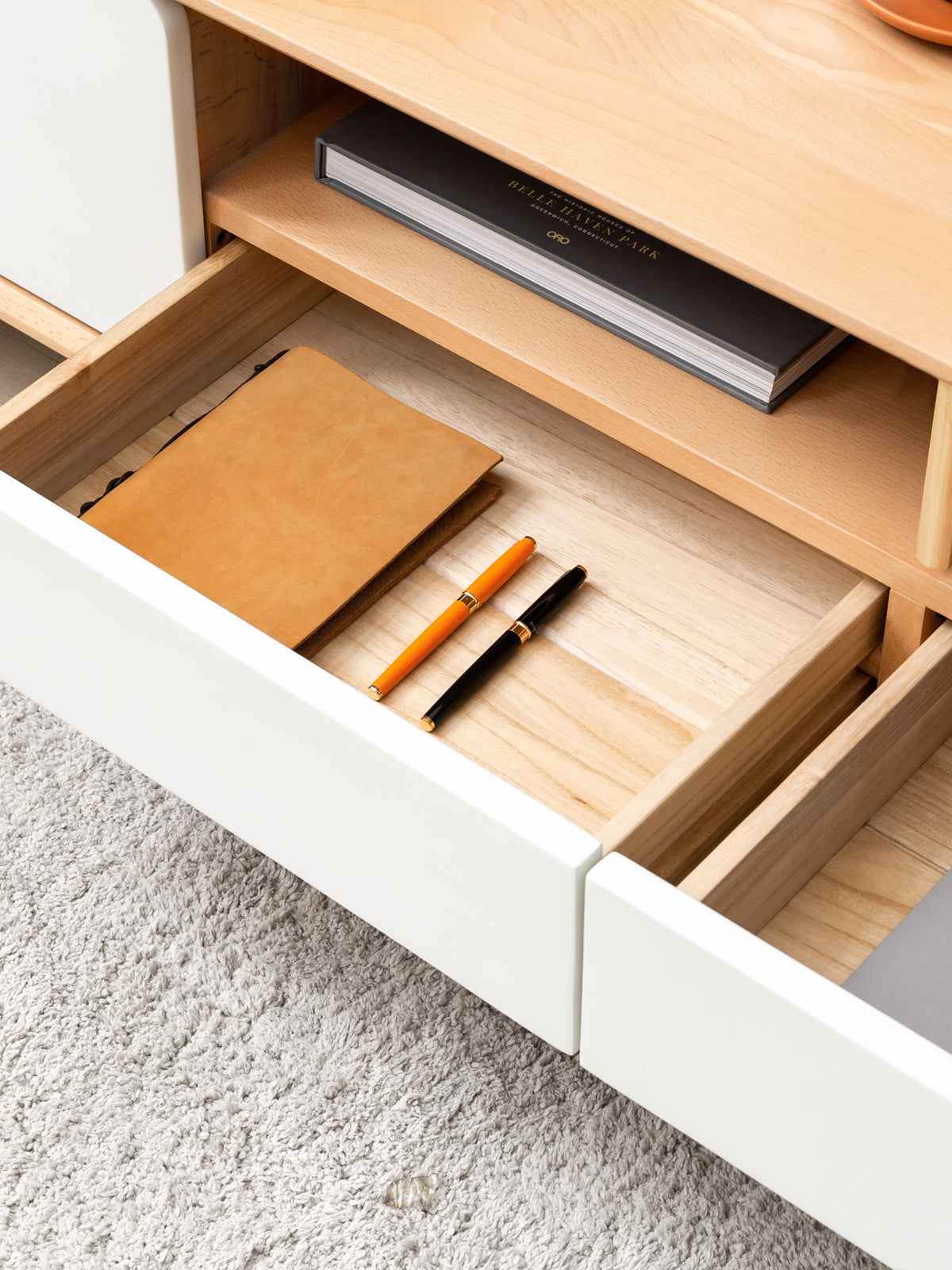 Oak Solid Wood TV Cabinet with Storage.