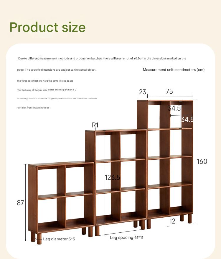 Poplar Solid Wood Children's Retro Lattice Bookshelf.