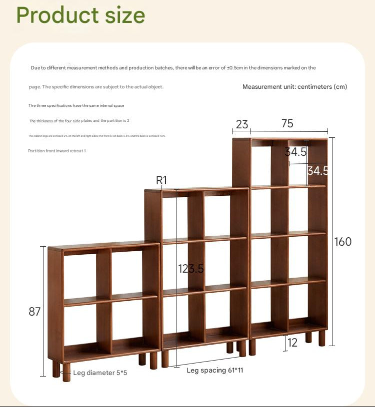 Poplar Solid Wood Children's Retro Lattice Bookshelf