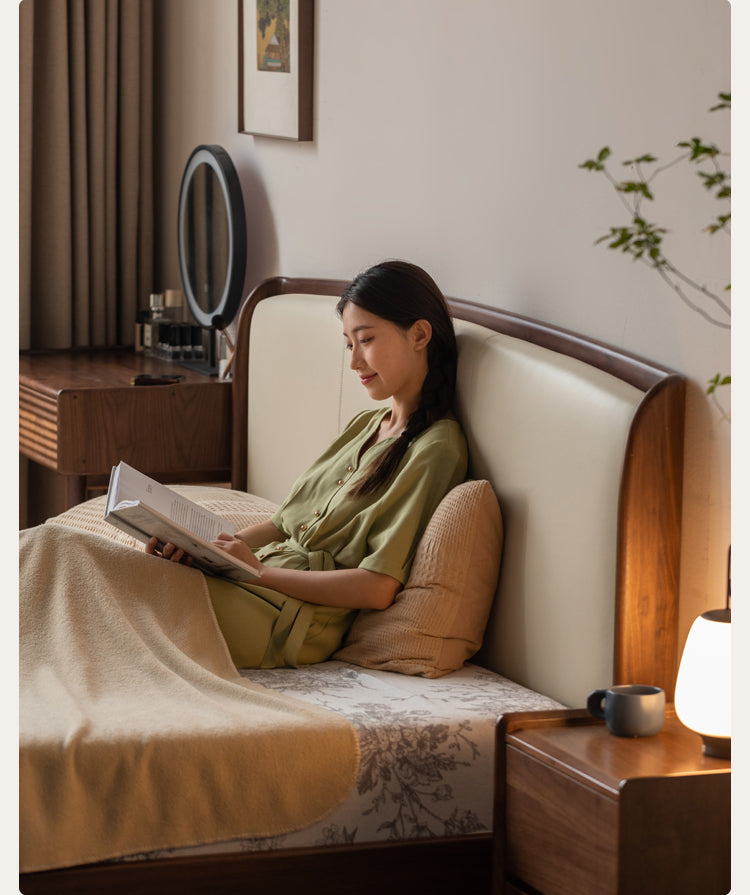 Sandalwood , Black Walnut, Oak Solid Wood First Layer Yellow Cowhide Leather,Technical Cloth