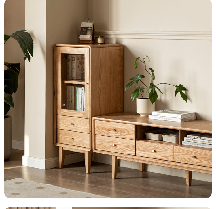 Oak, Beech Solid Wood Nordic Side Cabinet