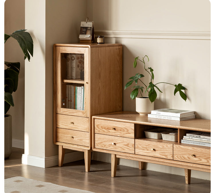 Oak, Beech Solid Wood Nordic Side Cabinet