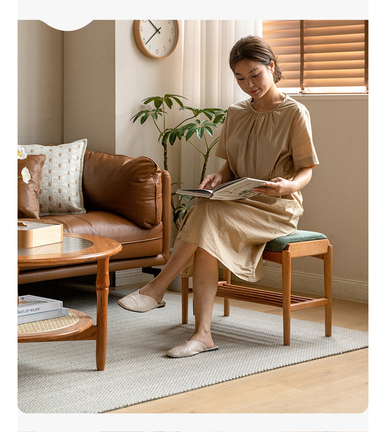 Cherry Solid Wood Shoe Storage Bench