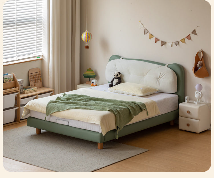 Organic Leather Children's Modern Simple Single Bed