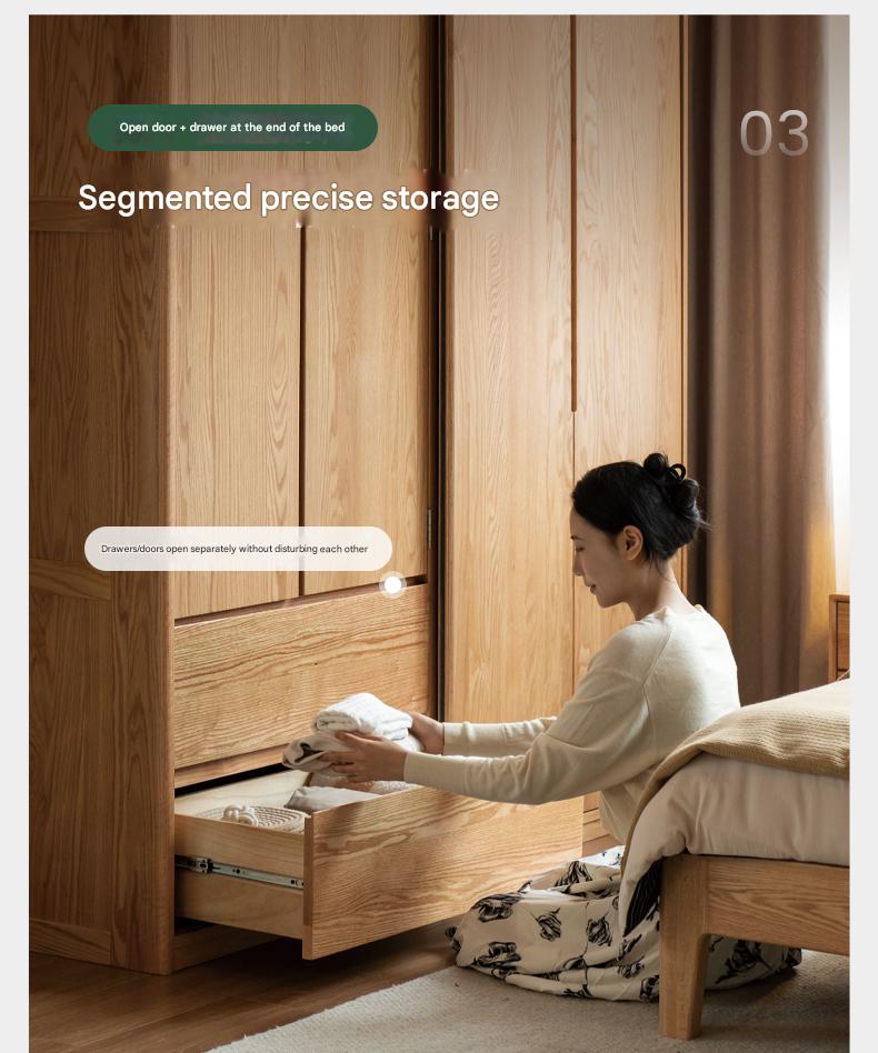 Oak Solid Wood Modern Storage Wardrobe.
