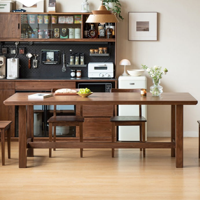 Sandalwood, Black Walnut, Oak, Ash Solid Wood Farmhouse Style Dining Table