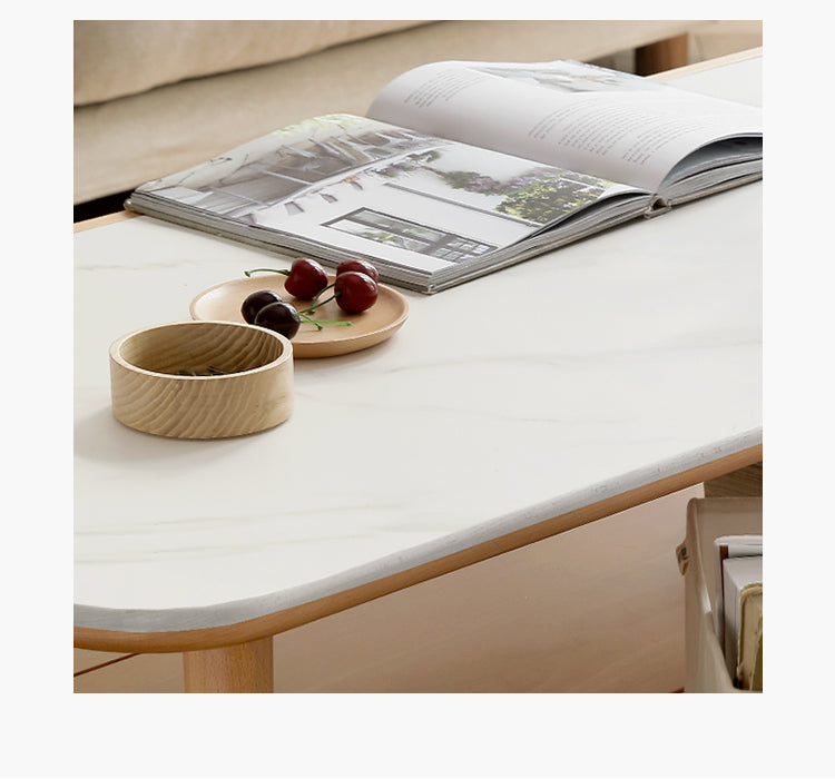 Oak, Beech Solid Wood Slate Coffee Table