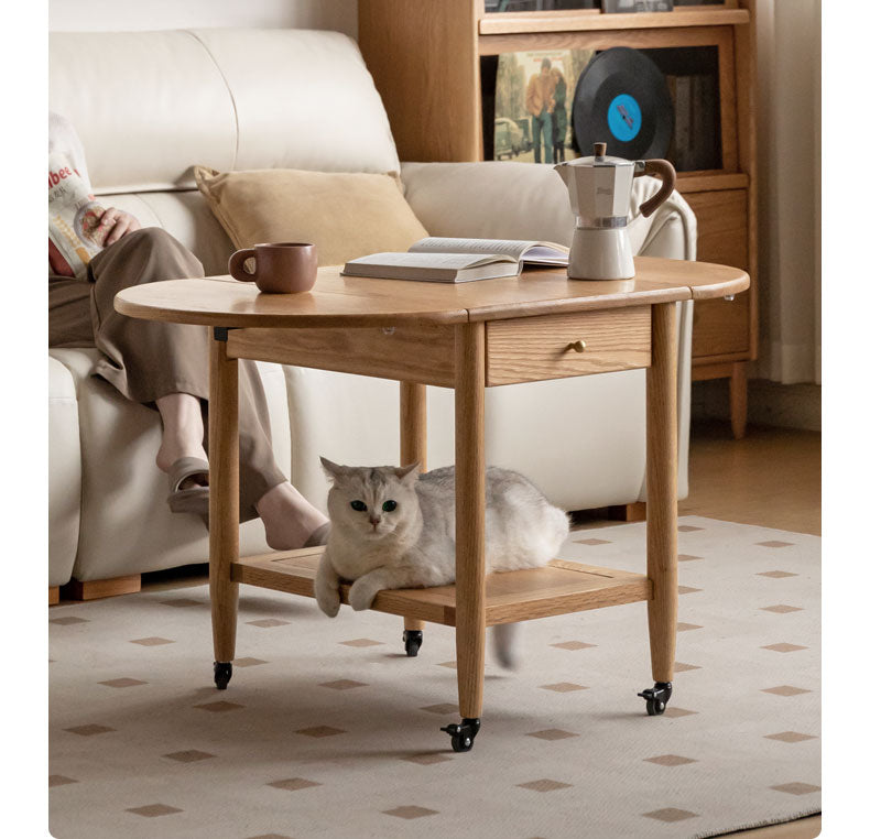 Oak Solid Wood Small Folding Coffee Table