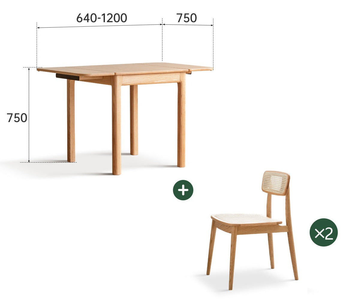 Oak solid wood folding dining table"