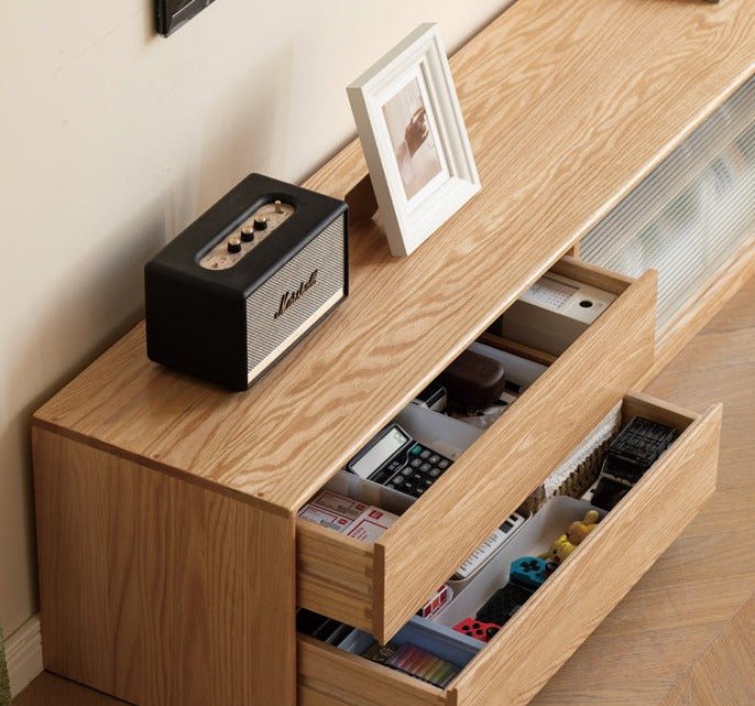 Oak, Rubber Solid Wood TV Cabinet Floor Combination,