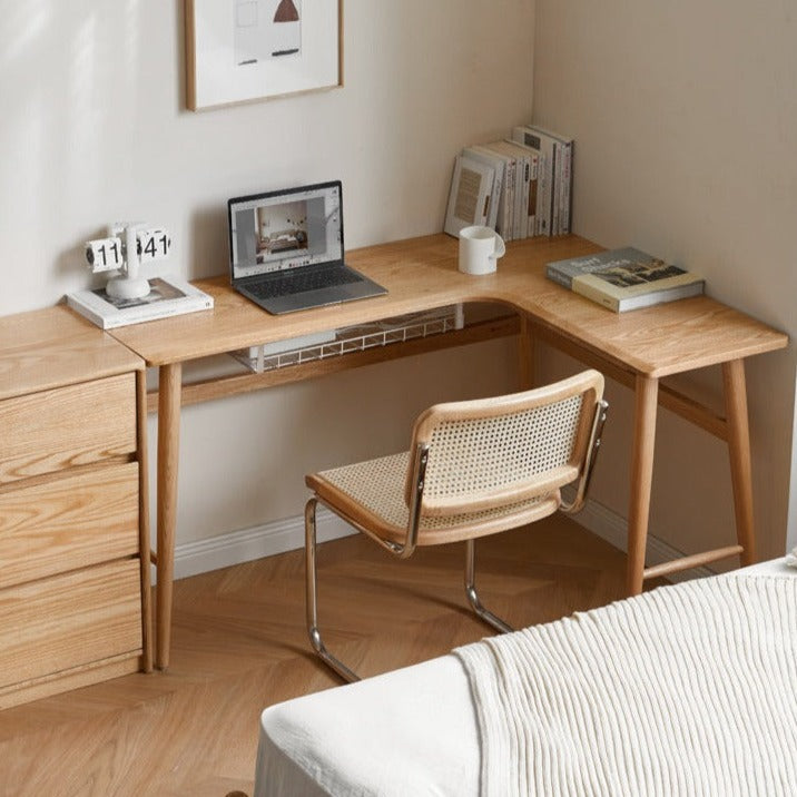 Oak, Rubberwood Solid Wood Corner Table Study Office Desk