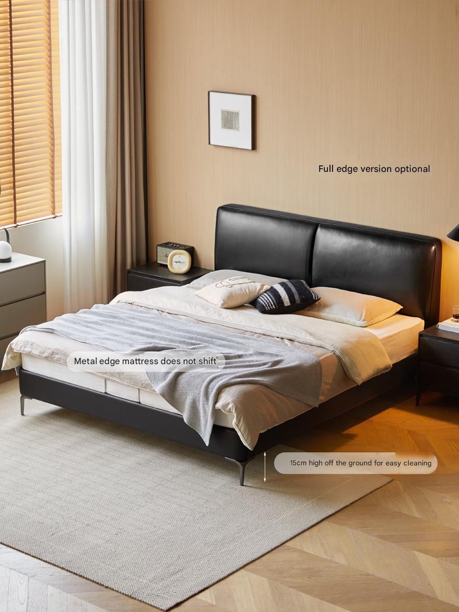 First Layer Of Yellow Cowhide Black Bed