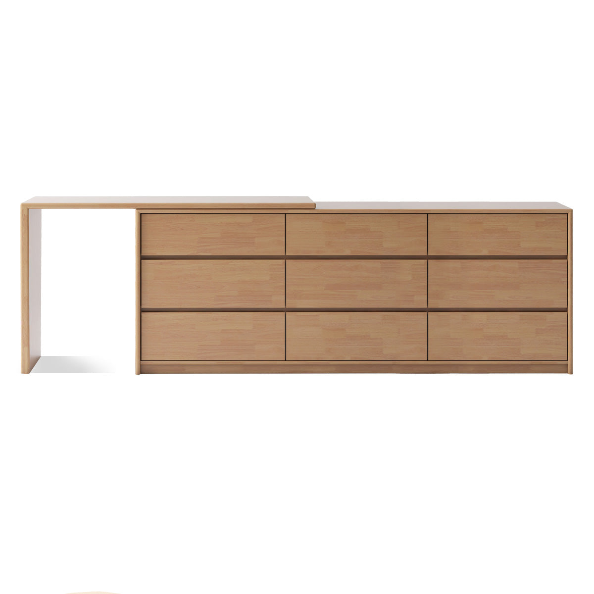 Oak, Solid Rubberwood Dressing Table L-Shaped Corner