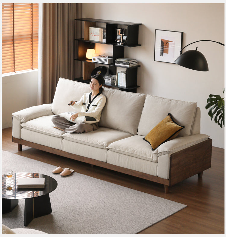 Black Walnut, Ash, Oak Solid Wood High Back Sofa.