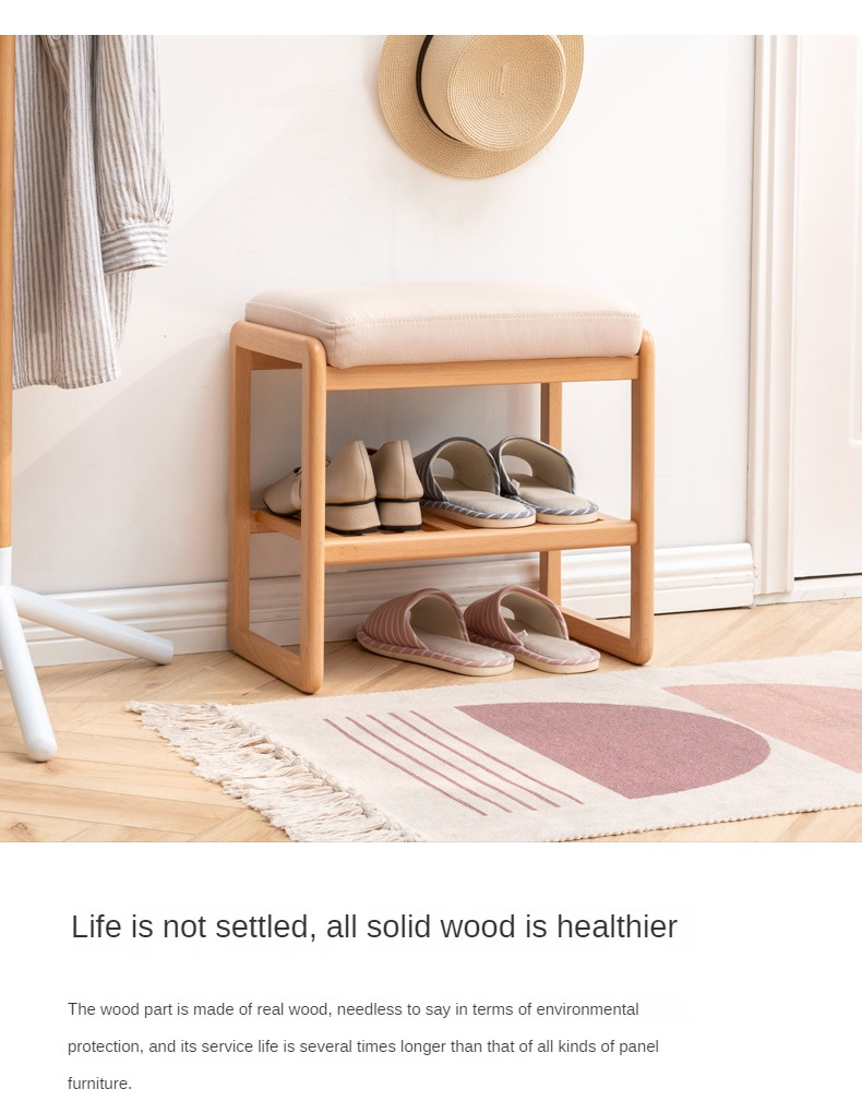 Beech Solid Wood Shoe Changing Stool