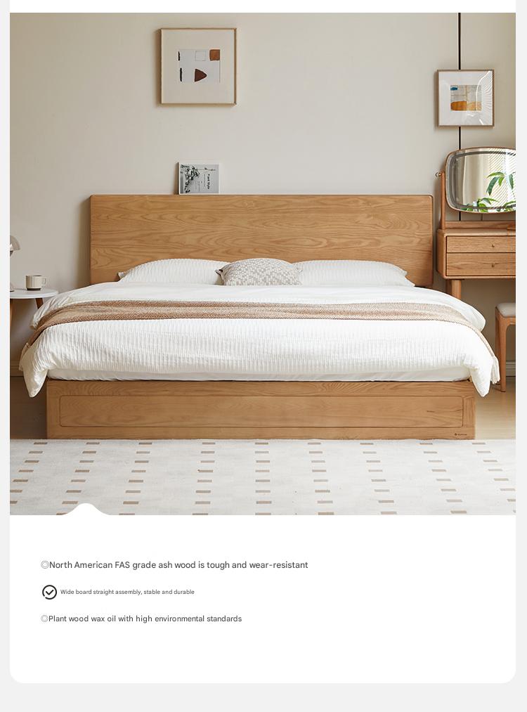 Ash, Oak, Black Walnut Solid Wood Box Bed Modern