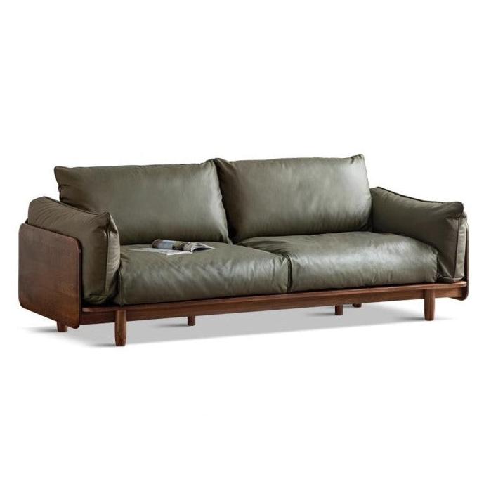Oak, Ash Solid Wood Sofa Genuine Leather, Fabric.