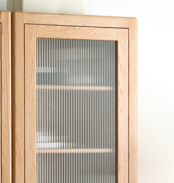 Oak, Solid Rubberwood Modern Minimalist Combination Bookcase
