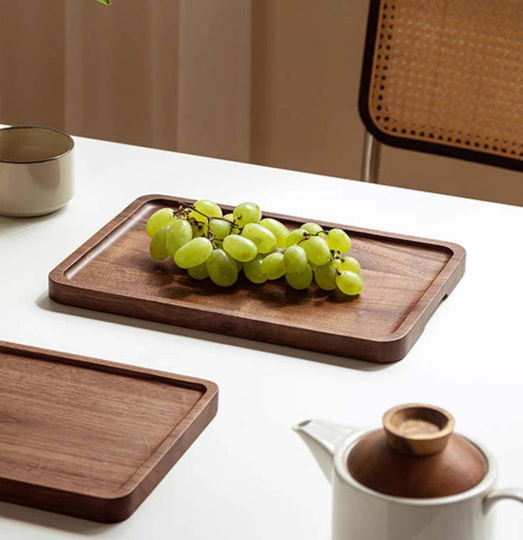 Black walnut solid wood , Beech solid wood wax oil fruit plate tray