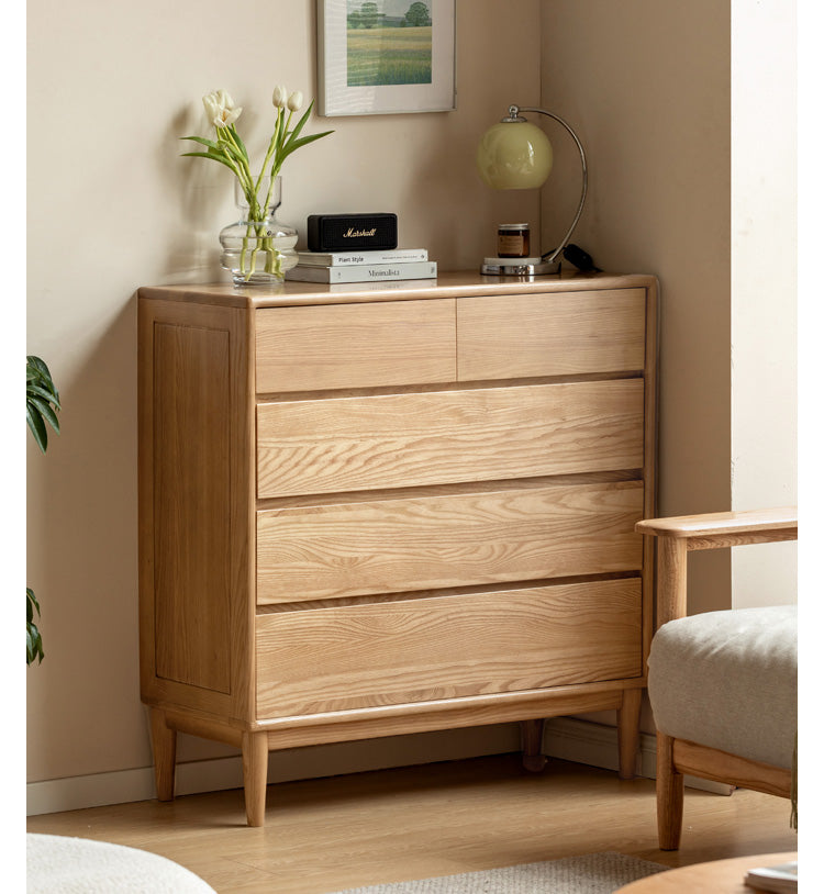 Ash Solid Wood chest of drawers Storage Drawer Cabinet)