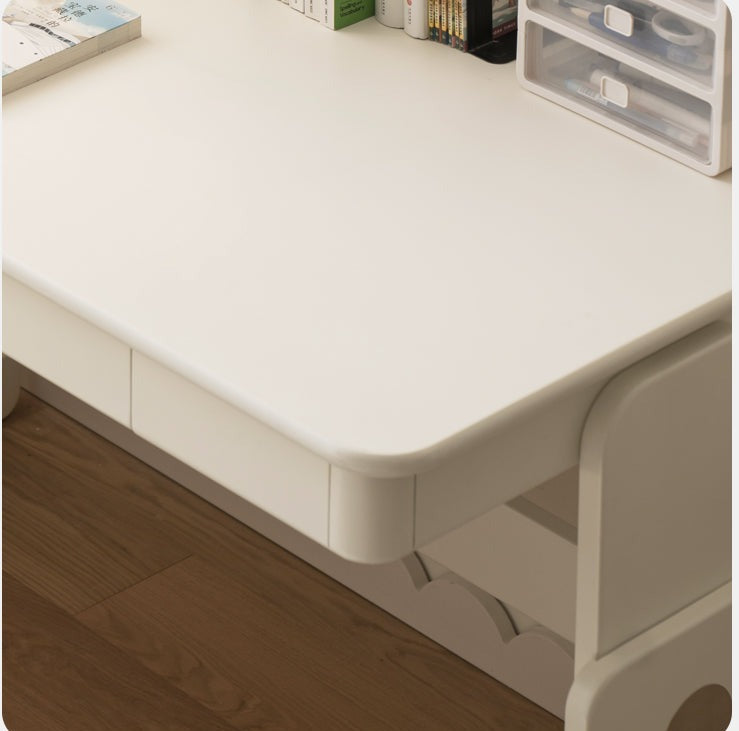 Beech Solid Wood Lift Study Desk Adjustable White Children's Desk