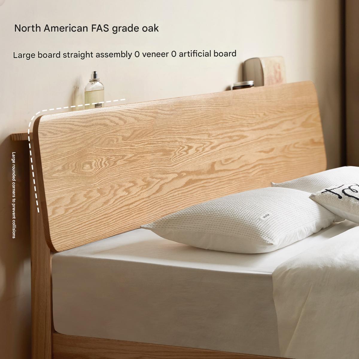Oak Solid Wood,Rubber Wood Bed Modern Nordic